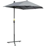 OKWISH Halbrunder Sonnenschirm Stahl Dunkelgrau 190x200x240 cm mit Handkurbel, Belüftungsöffnung und Standfuß