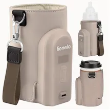 lionelo Thermup Go Evo Tragbarer Babyflaschenwärmer, hält Flüssigkeiten warm, 5 Betriebstemperaturen von 38 bis 50o C, USB-C Aufladung, bis zu 9 Stunden Betrieb, LCD Display