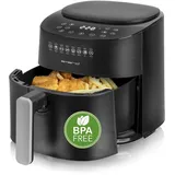 EMERIO große digitale Heißluftfritteuse, TOP AirFryer, Frittieren ohne zusätzliches Öl, 4.5 Liter Volumen, 8 Automatik Programme, Cool Touch, BPA frei, schnelle Aufheizung, 1300 Watt, AF-129369
