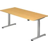 bümö Schreibtisch, Buche, Holzwerkstoff, Nachbildung,Buche, Rechteckig, 180x74x80 cm, FSC Mix, Arbeitszimmer, Schreibtische, Bürotische