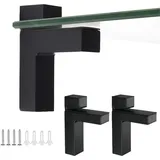 KMERCE 2pcs Glasklemme Verstellbare Schwarz, Klemmhalter Edelstahl, Regalhalterung, Badezimmer Regalträger für 3-24 mm Dicke Glas, Acrylglas und Holzregal, Wandmontage