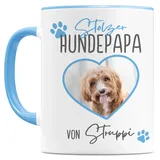 Hundepapa Tasse personalisiert Hunde Fototasse mit eigenem Bild & Namen Geschenk für Hundebesitzer Hundeliebhaber Kaffeetasse aus Keramik 330 ml