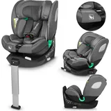 Lionelo Braam I-Size Kindersitz 360° drehbar für Kinder 0-36kg, ISOFIX+ Stützfuß, Vorwärts- und rückwärtsgerichtete Montage - Grau - Grau