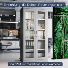 Jan Nowak Vitrinenschrank abschließbar AMELIA Glastüren, 185 x 90 x 40 cm, Wohnzimmer, Wohnwände, Vitrinenschränke