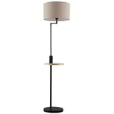 Lindby Stehlampe Zinia, schwarz, Ablage, USB-Anschluss