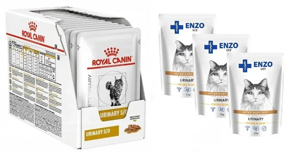 Royal Canin VET DIET Urinary S/O Frischebeutel Katze 12x85g + ENZO VET Urinary 3x100g (Mit Rabatt-Code ROYAL-5 erhalten Sie 5% Rabatt!)