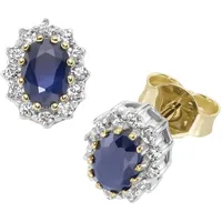 Luigi Merano Paar Ohrstecker LUIGI MERANO "mit Saphir und Zirkonia, Gold 375", blau, Ohrringe, Damen, Gelbgold 375