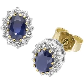 Luigi Merano Paar Ohrstecker LUIGI MERANO "mit Saphir und Zirkonia, Gold 375", blau, Ohrringe, Damen, Gelbgold 375