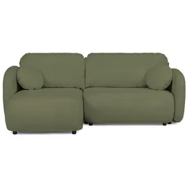 s-style möbel Ecksofa Candy mit Schlaffunktion Grün Bouclé-Stoff - Ottomane links