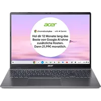 Acer Chromebook Plus 516 16'' Intel Core 3 100U 8 GB RAM 256 GB SSD Google ChromeOS grau