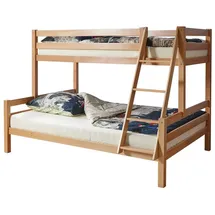 TICAA Etagenbett Maxim 140 x 200 cm Buche massiv braun