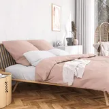 Wolkenfeld Mako-Satin Bettwäsche 220x240 rosa, & Traumhaft weiche Baumwolle", - Bettwäsche-Sets - 1x Bettbezug 220x240 cm, + 2X Kissenbezug 80x80