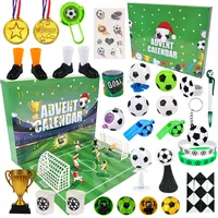 Fußball Adventskalender 2024 für Jungen und Mädchen, mit Fußballmedaillen-Pfeife, 24 Weihnachts-Countdown-Adventskalender, Weihnachtsstrumpf-Geschenke für Fußballfans