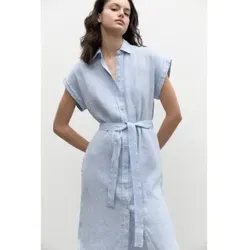 ECOALF für Damen. GADRAMATI0710WS23-150 Amatistaalf Kleid blau (L), Lässig, Leinen, Kurzarm, Nachhaltig
