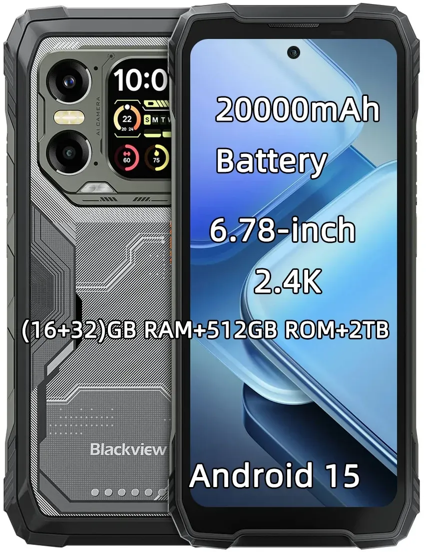 Blackview XPLORE 1 Robustes Smartphone, 5G wasserdichtes Outdoor-Smartphone Android 15, 6,78'' 2,4K-Display, 256 GB/512 GB, 20000 mAh