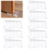 8Stück Türstopper,türkeil gummi,türstopper keil,türstopper gummi,Türstoppkeil ischkeil transparente,Rutschfest Höhenverstellbar Fensterstopper Keil,fur Badezimmer, Balkontür, Kinderzimmer(Transparent)