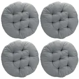 Tutamaz 4er Set Stuhlkissen Rund, Bequemes Sitzkissen 40x40x3cm, Bodenkissen Rund, Stuhlauflage für Indoor und Outdoor für Esszimmer, Wohnzimmer, Studierzimmer (Grau)
