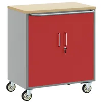 VidaXL Werkzeugschrank mit Rädern und abschließbar Rot 75x45x85 cm