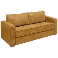 Schlafsofa mit Matratze 4-Sitzer - Cord - Senfgelb - Liegefläche 160 cm - Matratze 14 cm - LORETO