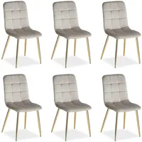 Homestyle4u Esszimmerstuhl 6er Set in Beige und Gold, Samt