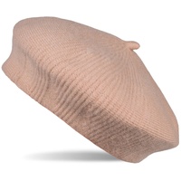 styleBREAKER Baskenmütze (1-St) Feinstrick Baskenmütze mit Streifen Muster rosa