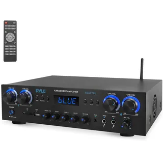 Pyle Verstärker, 800W Bluetooth Verstärker, Bluetooth Amplifier, Mini Amp- 4 Kanäle MP3, USB, AUX, SD, MIC, FM, RCA, Kopfhörer, Reverb-Delay, Stereo Für Heimkino, Studio & Theater