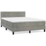 vidaXL Boxspringbett mit Matratze Hellgrau 140x200 cm Samt