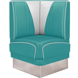 Diner Eckbank | Türkis | B:H 60 x 103 cm | V-Steppung | Leder | Eckbank American, American Diner Sitzbank, American Dinerbank, American Diner Möbel