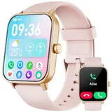 Smartwatch Damen mit Telefonfunktion, Alexa eingebaute, 1.8'' Fitnessuhr Damen mit Herzfrequenz, SpO2, Schlaf, Stress Monitor, 100+ Sportmodi, IP68 Wasserdicht Schrittzähler Uhr Damen für Android iOS