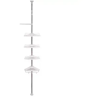 Hti-Living HTI living Teleskop Duschregal Höhenverstellbares Eckregal mit 4 Ablagen Teleskopregal Klemmregal ohne Bohren