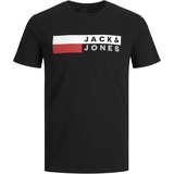 JACK & JONES Herren Rundhals T-Shirt JJECORP Logo - Regular Fit Plussize XXL-8XL, Größe:6XL, Farbe:Black Play 4 12158505