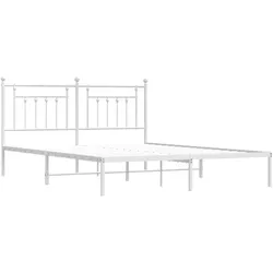 vidaXL Bettgestell mit Kopfteil Metall Weiß 180x200 cm