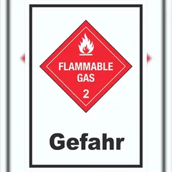 Schild Entzündliche Gase Gefahr Flammable Gas Flamme hochkant A0 (841x1189mm)