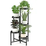 5-Tier Blumentreppe Pflanzenständer Metall Blumenständer Pflanzentreppe Blumenregal - Schwarz