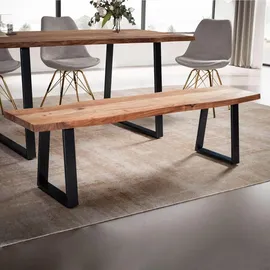 FineBuy Sitzbank Akazie Braun 140 x 40 x 45,5 cm