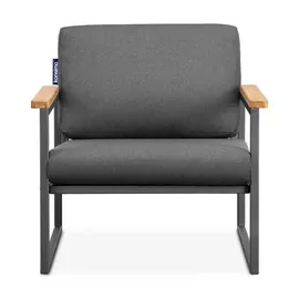 Konsimo Konsimo® Gartensessel, Anthrazit, Grau, Metall, Textil, Holz, 70x65x60 cm, Hergestellt in Europa, Loungemöbel, Lounge-Sessel
