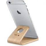 Kalibri Handy Halterung Tisch Stand Dock Birken-Holz braun 1er-Pack