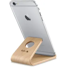 Kalibri Handy Halterung Tisch Stand Dock Birken-Holz braun 1er-Pack