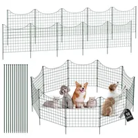 Sessamen-LP Teichzaun Gartenzaun Metall Dekorative Steckzaun für Hunde - Gitterzäune Komplettset mit 10 Zaunelemente & 12 Befestigungsstäben Fre...