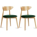 Konsimo® Esszimmerstühle, Dunkelgrün, Eiche, Buchenholz, Echtholz, 47x79x45 cm, Esszimmer, Stühle, Esszimmerstühle, Vierfußstühle