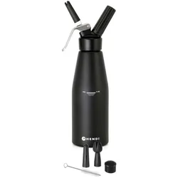 Sahnespender Kitchen Line, schwarz, HENDI, Kitchen Line, 0,95L, ⌀95 x 32 cm + 24 Sahnekapseln (N2O)