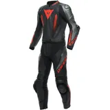 Dainese Laguna Seca 5 S26 2-Teiler Motorrad Lederkombi, schwarz-grau-rot, Größe 48 für Männer