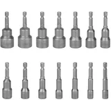 imatenn 14 Stück Steckschlüssel Set 1/4, 6-19mm Nuss Set Magnetisches Sechskant Stecknuss set für Akkuschrauber, Schlagschrauber Nüsse mit Magnet Steckschlüsselsatz 1/4" zoll Bit Set