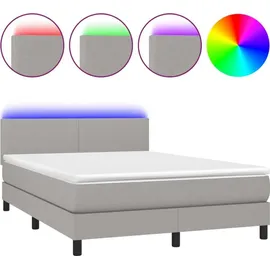 vidaXL Boxspringbett 140 x 200 cm LED Hellgrau