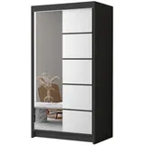 silape Schwebetürenschrank, Schwarz, Weiß, Holzwerkstoff, Rechteckig, 100x200x58 cm, Schlafzimmer, Kleiderschränke, Schwebetürenschränke
