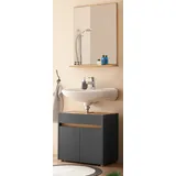 furn.design Badmöbel-Set Center, (in grau mit Wotan Eiche, 2-St., Waschbeckenunterschrank und Badspiegel), Melaminbeschichtung, praktische Griffmulden grau