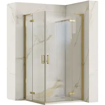 REA Duschkabine Hugo Double Gold Brush 80x80 - Gold/Transparent