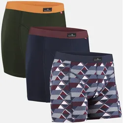 KLASSISCHE UNTERHOSEN - 3-Pack - Grün/Orange | Marineblau/Bordeaux | Retro - L