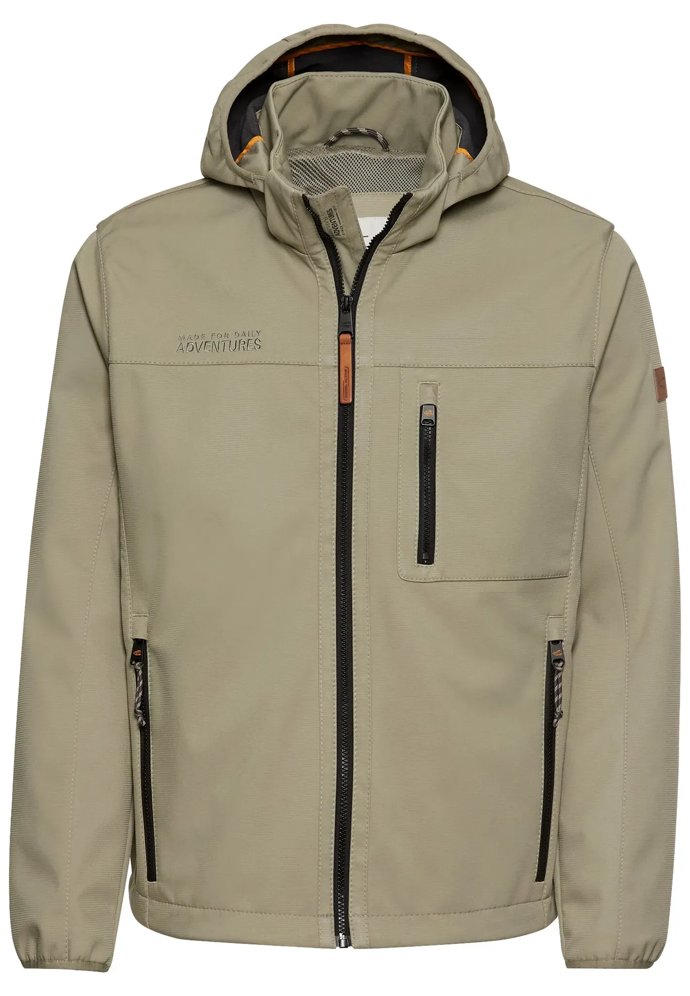 Softshelljacke CAMEL ACTIVE, Herren, Gr. 48, grün (khaki), Web, Obermaterial: 100% Polyester, unifarben, gerade hüftbedeckend, Rundhals, elastischer Bund, Jacken Softshelljacke, mit Kapuze