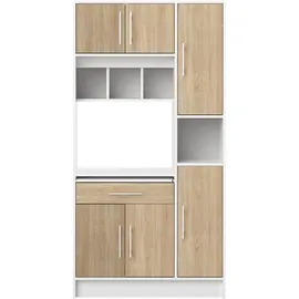 TemaHome Louise Küchenschrank 91,4 x 40 x 180 cm Weiß/Eiche Holz